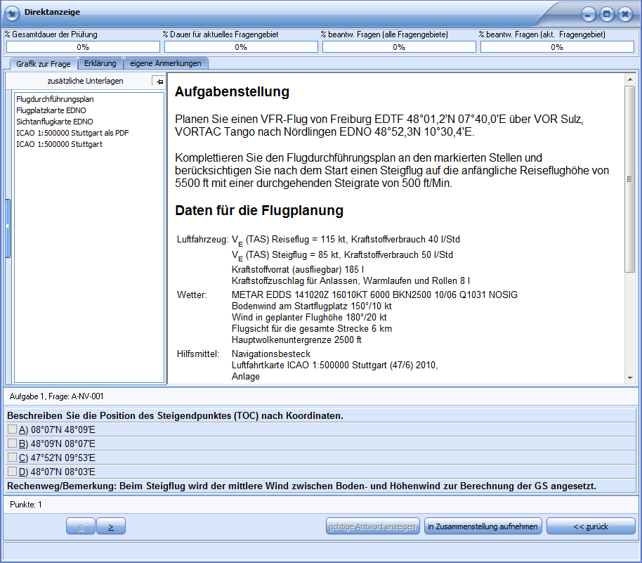 Fragenbildschirm PPL-A