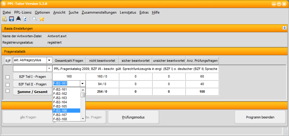 Hauptbildschirm BZF